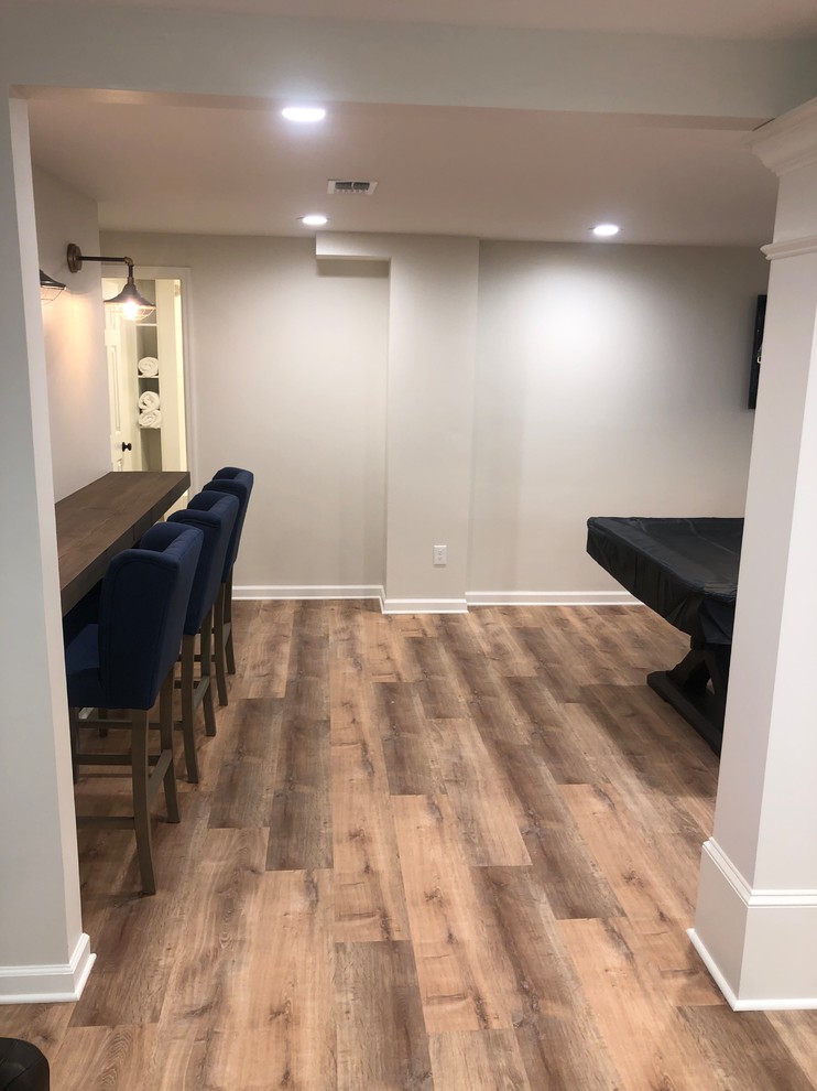 East Cobb Basement Makeover with Wetbar & Spare Bath Contemporary