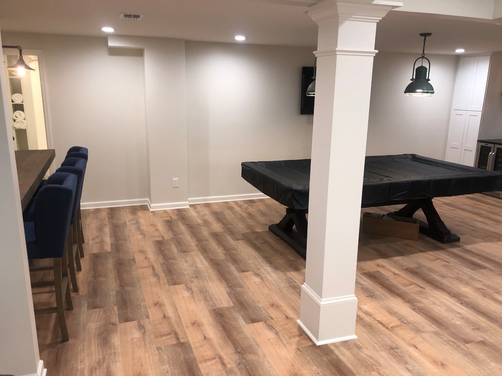 East Cobb Basement Makeover with Wetbar & Spare Bath Contemporary