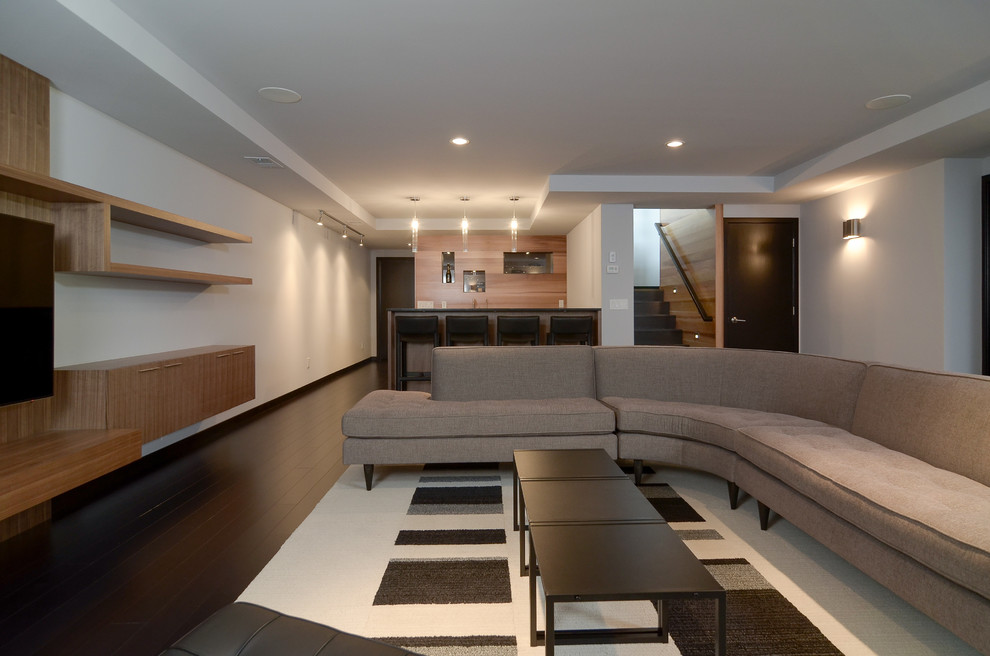 Example of a minimalist basement design in Minneapolis