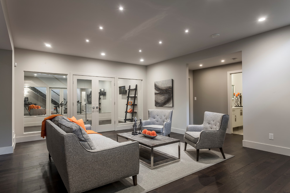 Example of a transitional basement design in Calgary