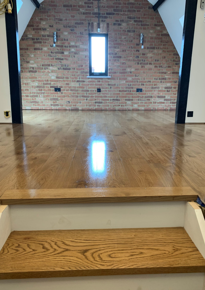 Engineered European Oak Modern Basement Hertfordshire by