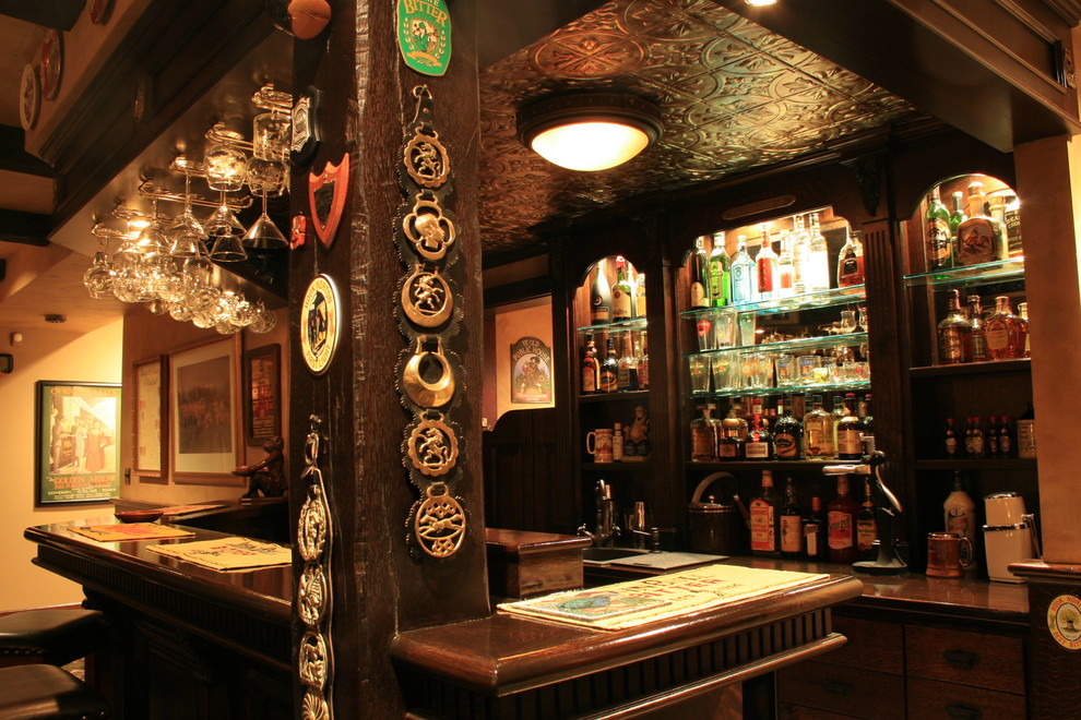 English Pub style basement - Traditional - Basement ...