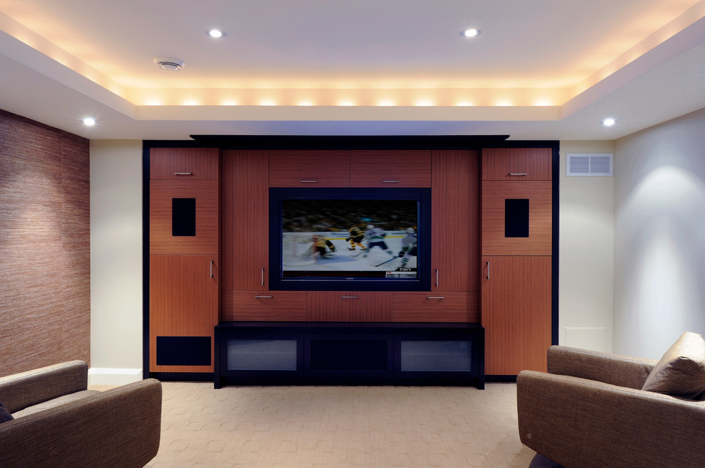 Inspiration for a contemporary basement remodel in Ottawa