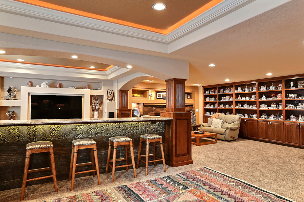 Extravagant Wuerth Home in Castle Pines with custom millwork bar Traditional Basement