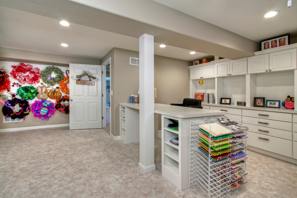 Finished Basement with Craft Room Contemporary Basement St Louis