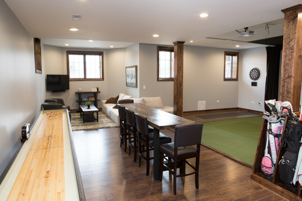Finished Basement with Golf Simulator in Elgin Transitional Basement Chicago by Advance