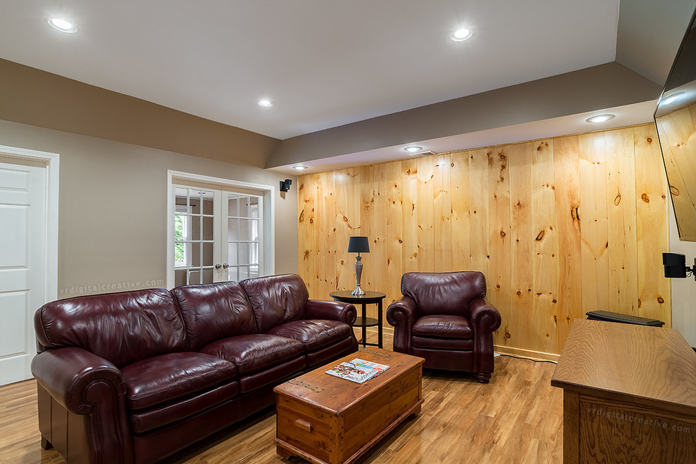 Finished Basement with Paneling Traditional Basement Atlanta by