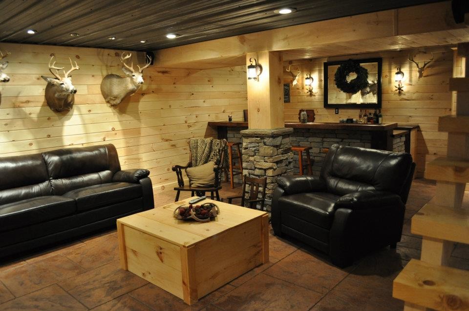 Inspiration for a rustic basement remodel in Philadelphia