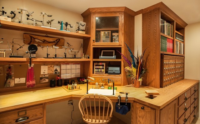 Fly Tying Room - Traditional - Basement - Tampa - by TRK Design Company