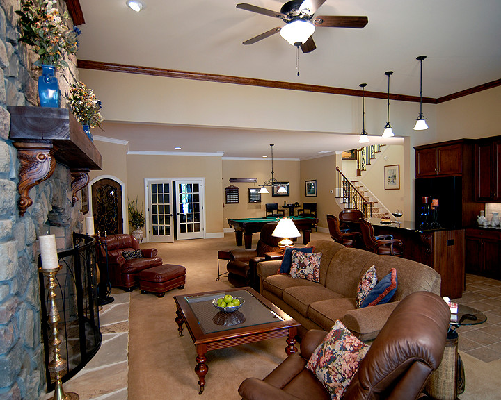 French Country Traditional Basement Charlotte by Pippin Home