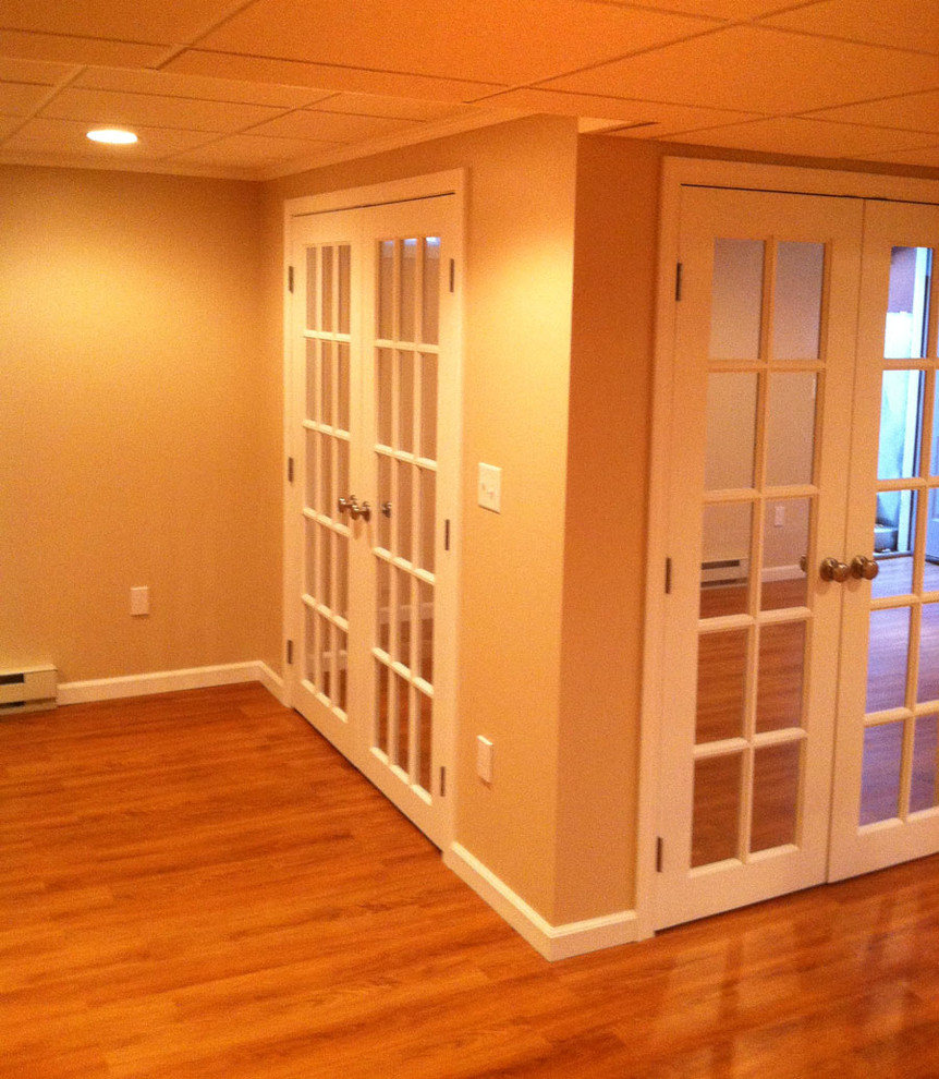 French doors in a basement transition Contemporary Basement