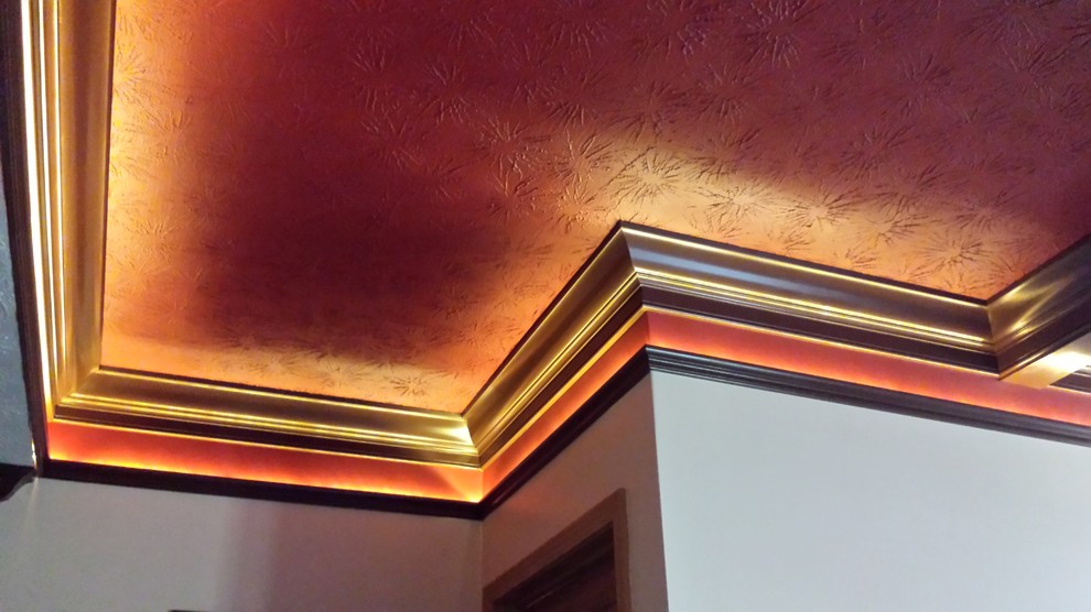 Handsome coffered ceiling with rope lighting in Lebanon basement