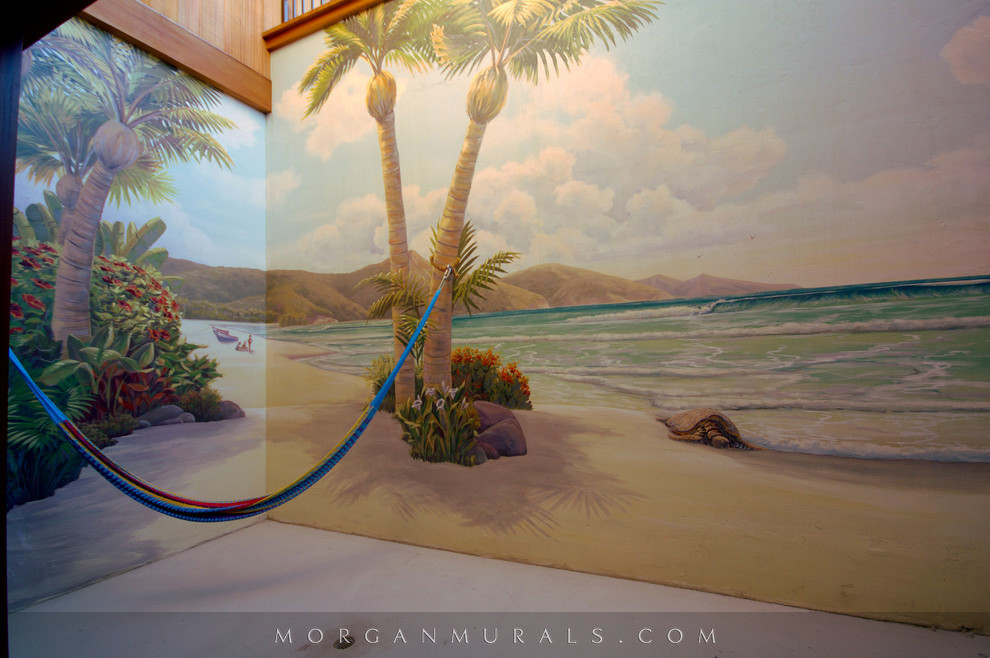 Hawaiian Beach Wall Mural Modern Basement San Francisco by