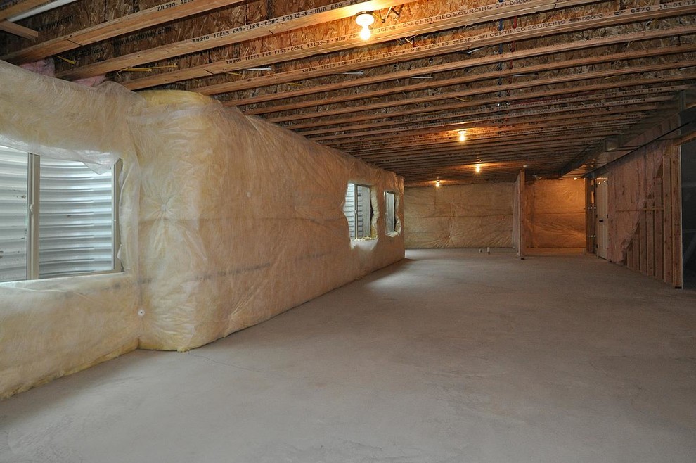 ソルトレイクシティにある高級な広いトラディショナルスタイルのおしゃれな地下室 (全地下、コンクリートの床) の写真