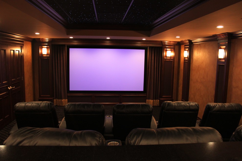 Design ideas for a traditional home cinema in Cleveland.