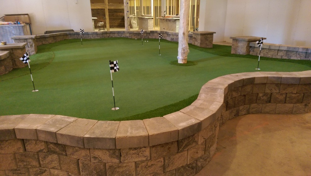 Indoor Putting Greens Contemporary Basement Denver by