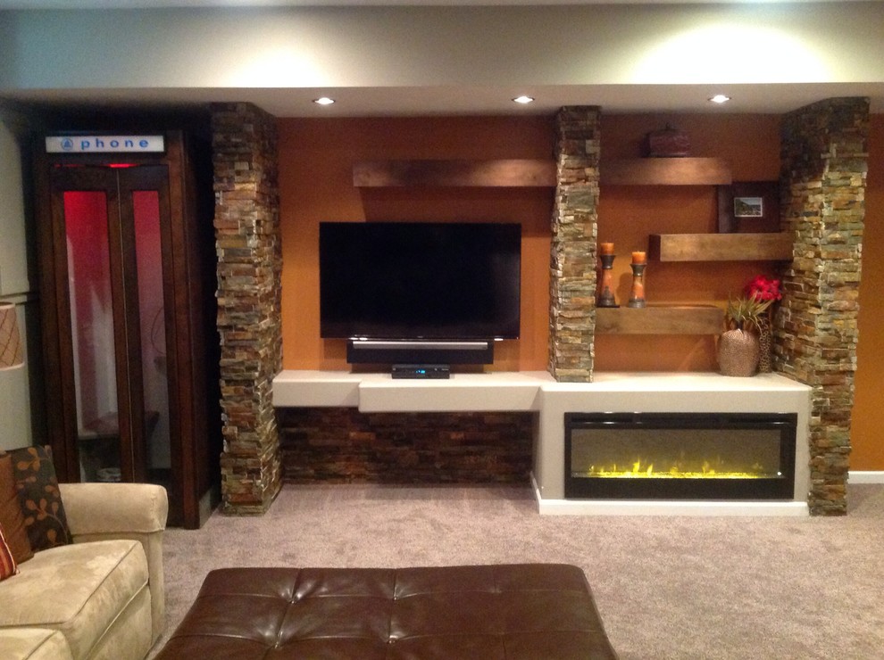Inspiration for a contemporary basement in Omaha.