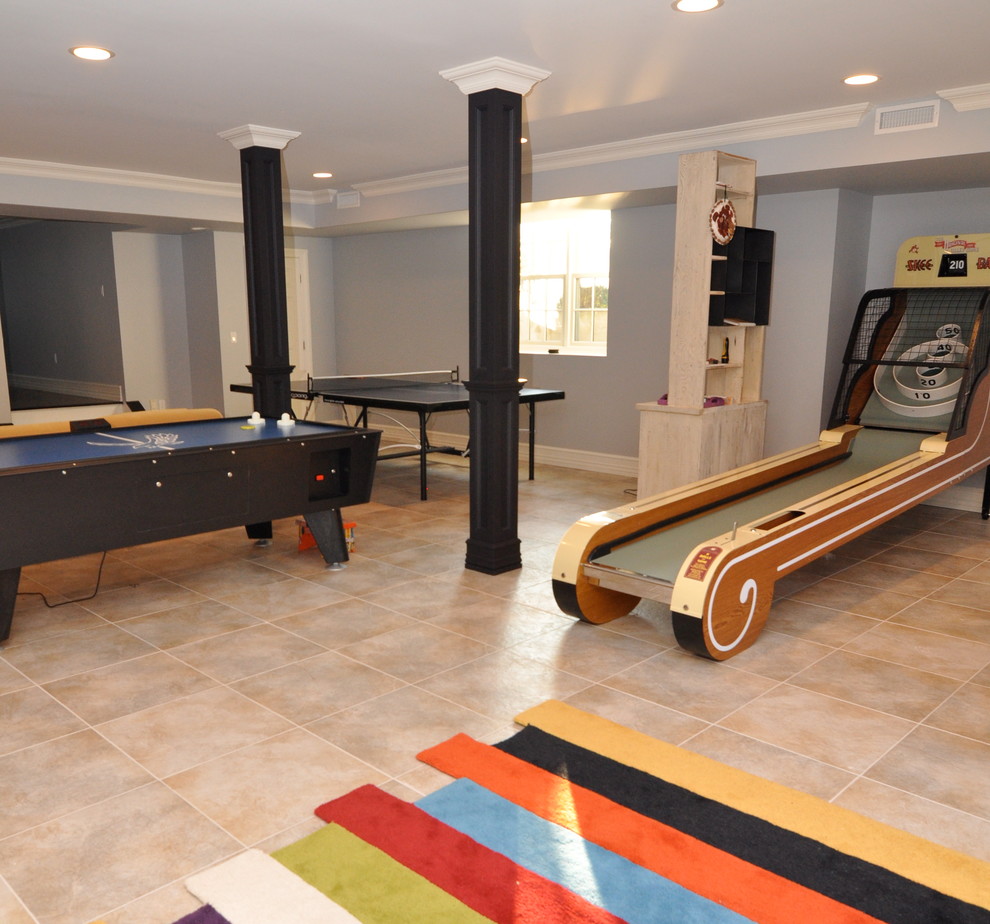 Kids Playroom Modern Basement New York by Jessy Krol Designs