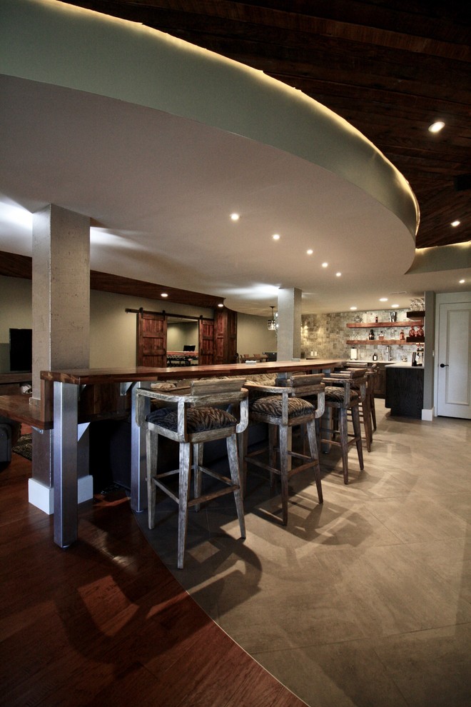 Kingsbridge Estates Remodel Rustic Basement St Louis by Terra