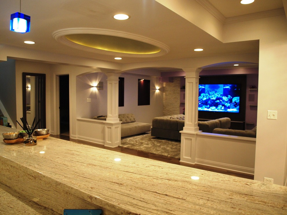 Example of a trendy basement design in Chicago
