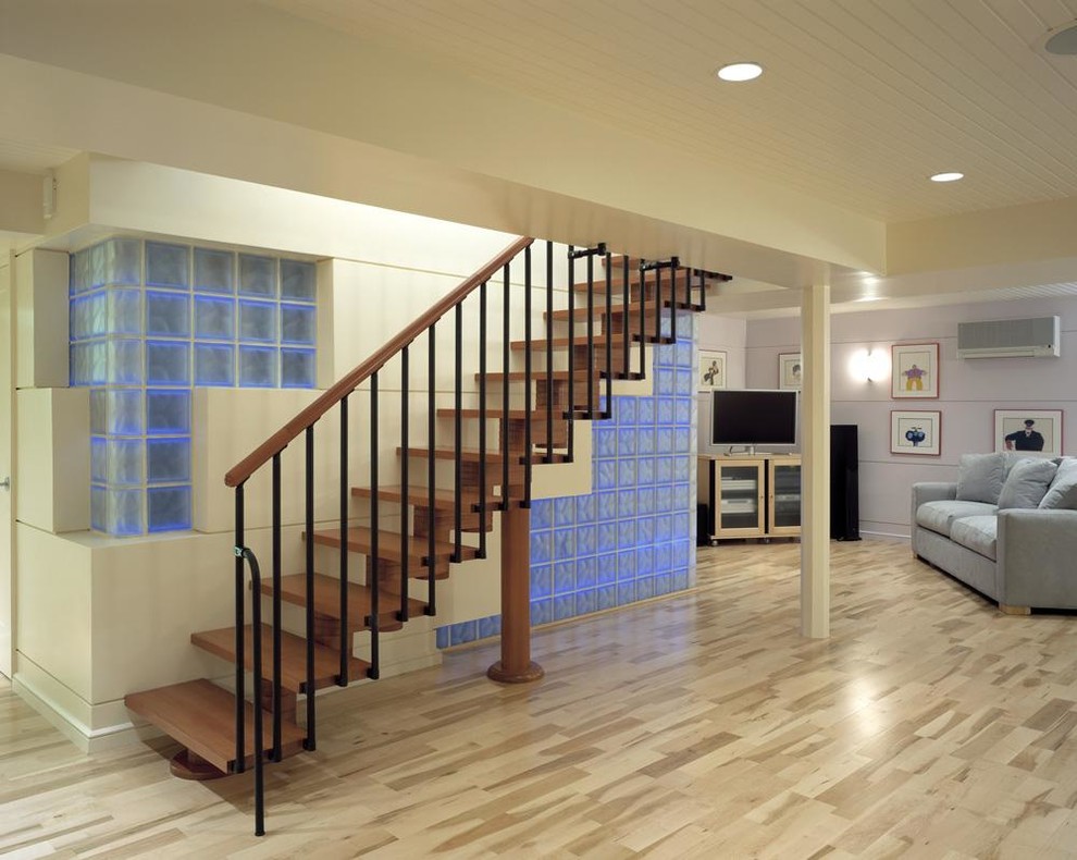 Lighted Glass Block Contemporary Basement Boston by Lux Lighting Design Houzz