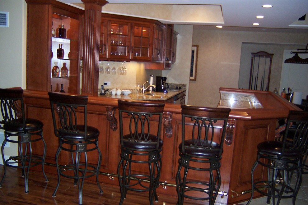 Lower Level Bar Traditional Basement Chicago by Woodhill