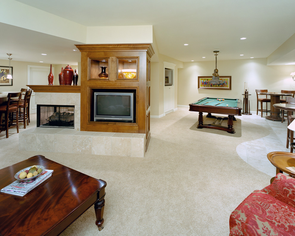 Lower Level Entertainment Area - Traditional - Basement - Omaha - by ...