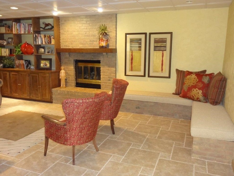 Example of a trendy basement design in Omaha