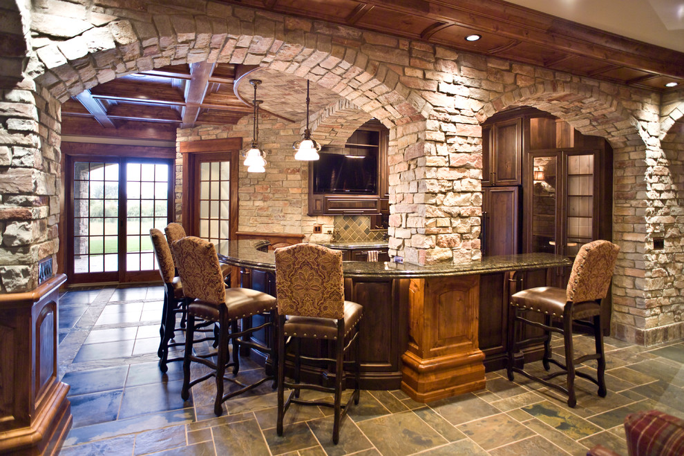 Inspiration for a timeless home bar remodel in Other