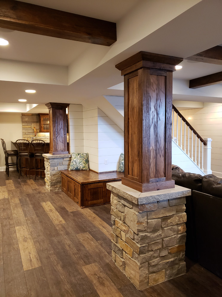 Example of a mountain style basement design in Milwaukee