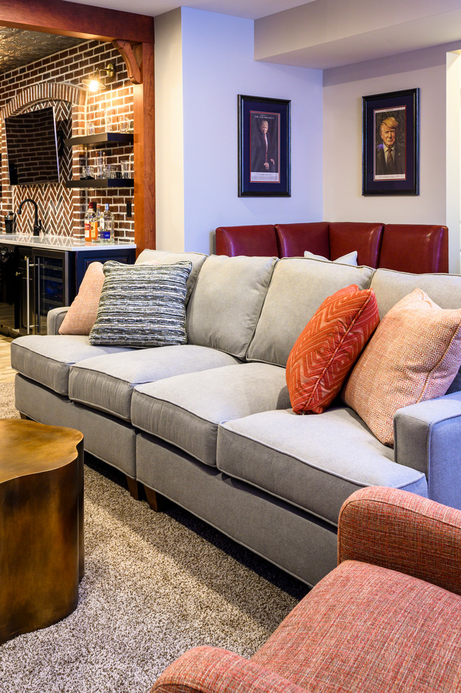 Man Cave Industrial Basement Cincinnati by Curk Interiors