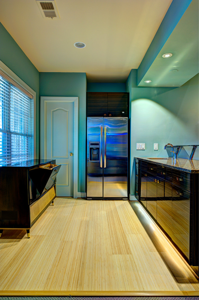 Modern Floating Glass Bar Design in Ashburn, VA Modern Basement DC Metro by Abbey Design