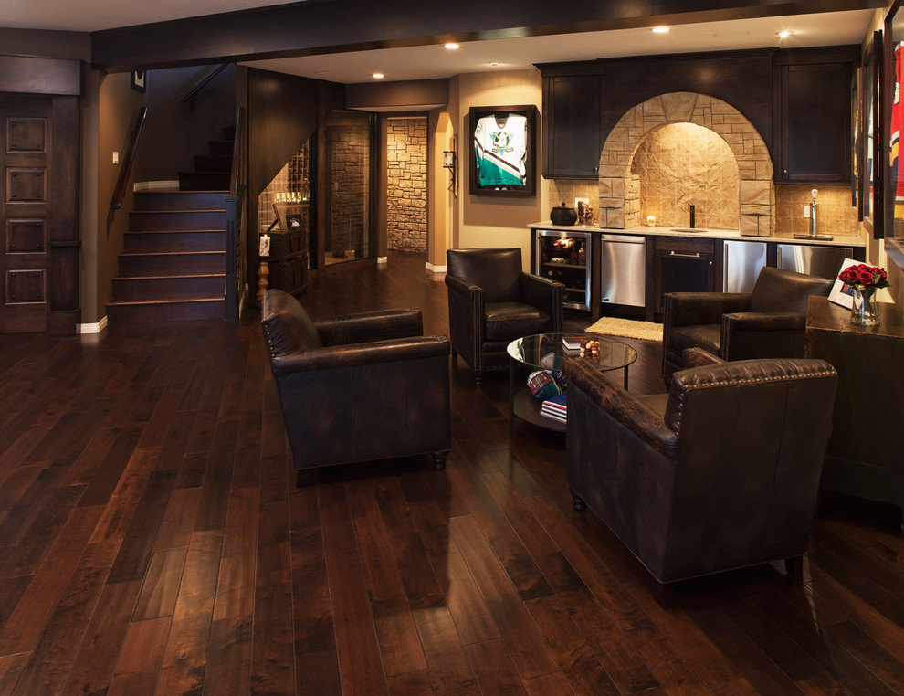 Photo of a contemporary basement in Calgary.