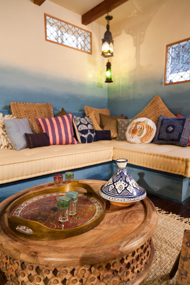 This is an example of a bohemian basement in Los Angeles.
