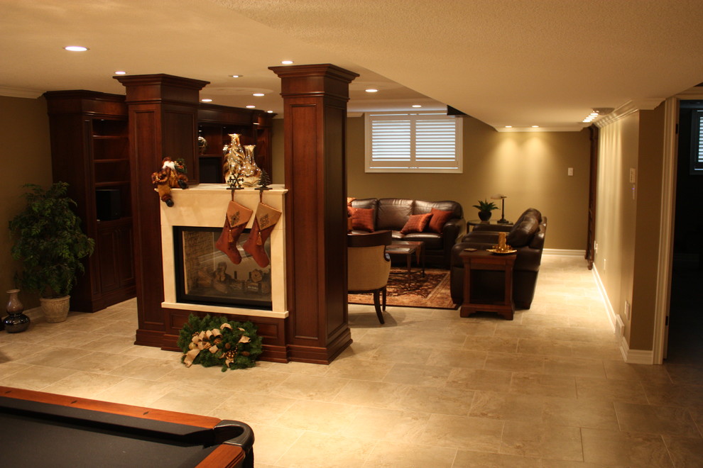 Design ideas for a traditional basement in Toronto.
