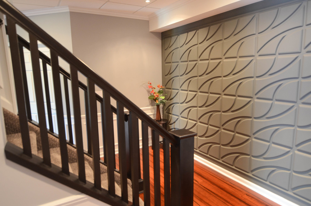 Example of a transitional staircase design in Detroit