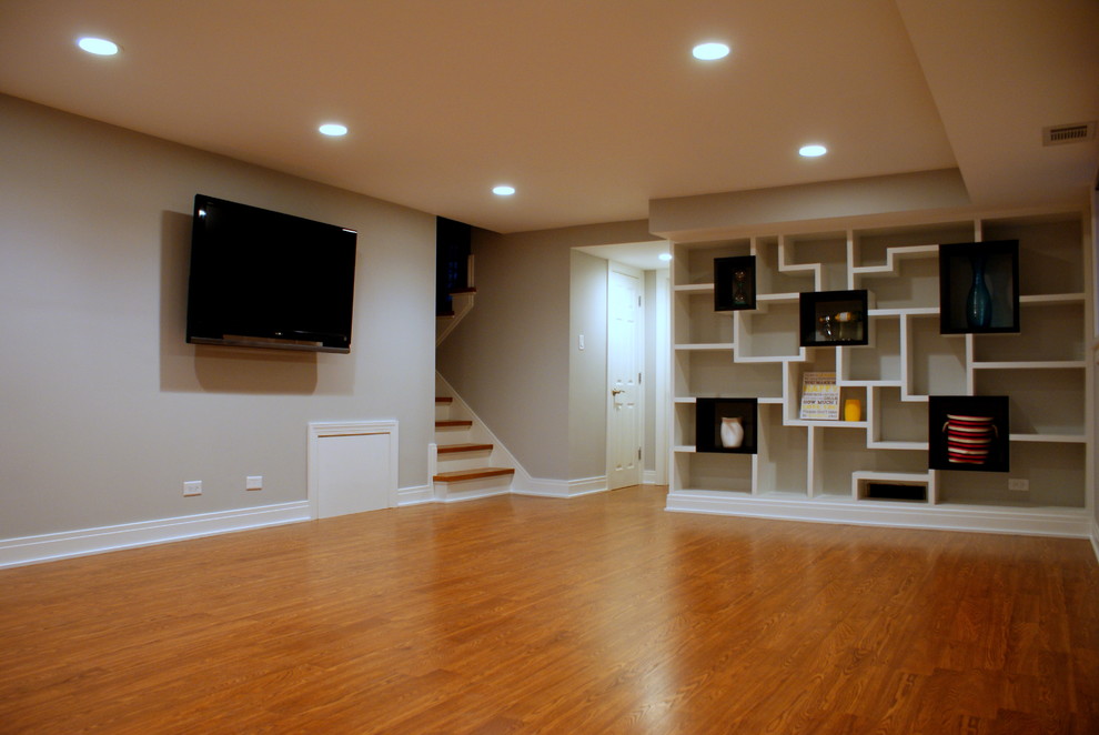 Photo of a basement in Other with orange floors.