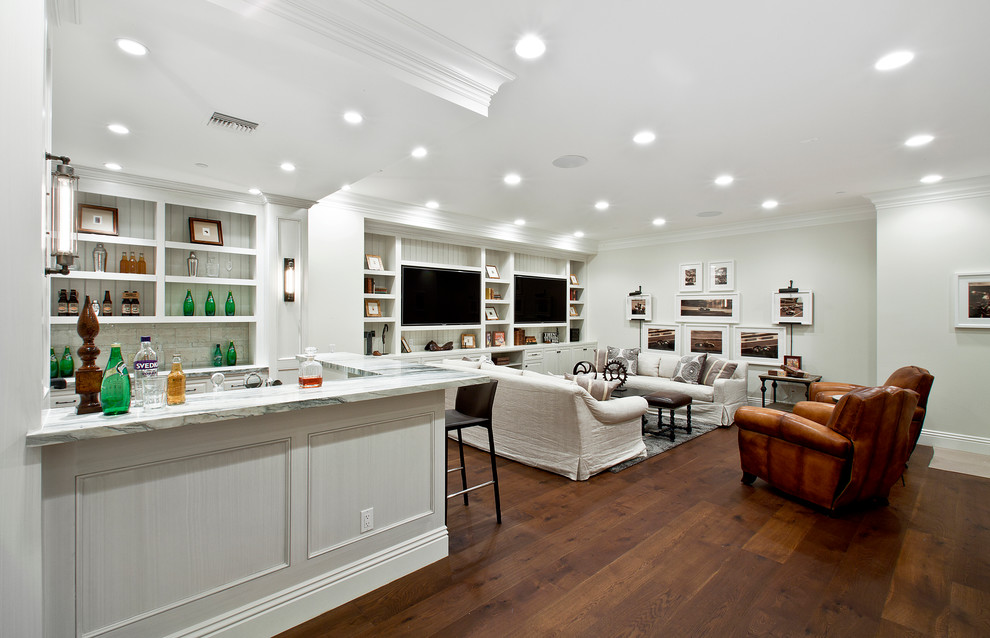 Inspiration for a timeless brown floor basement remodel in Los Angeles