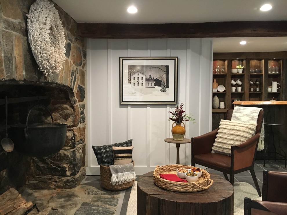 Philadelphia, PA // Historic Basement Lounge Farmhouse Basement