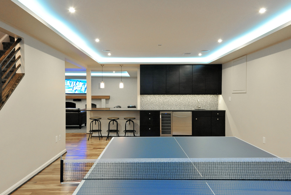 Potomac, MD Bathroom and Basement Modern Basement DC Metro by