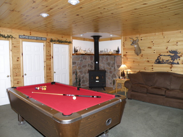 Quarter Log Tongue And Groove Knotty Pine Rustic Basement Other By Woodhaven Log Lumber Houzz Nz