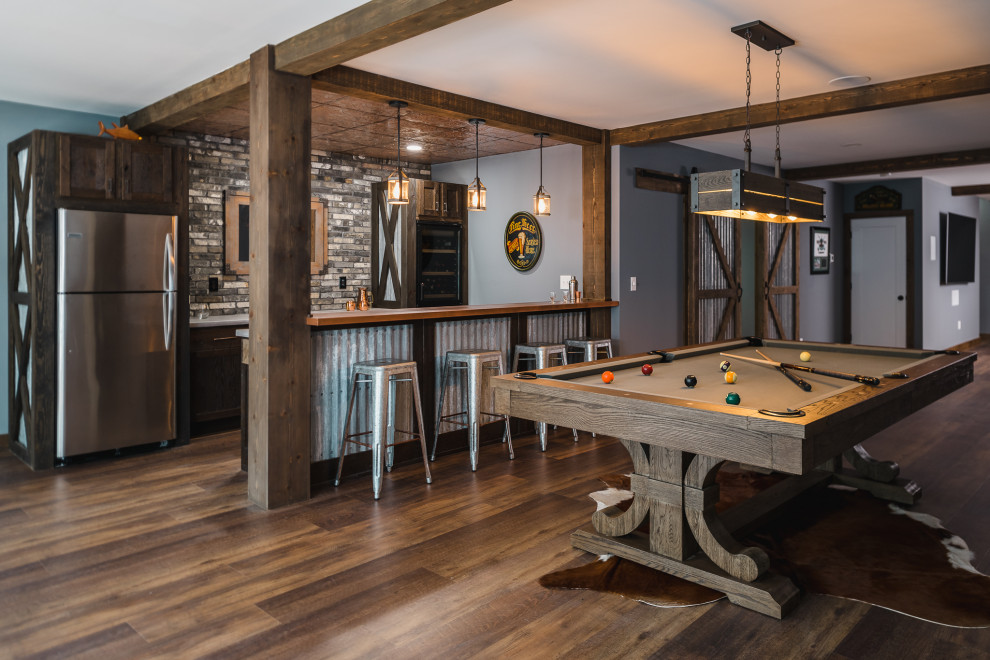 Design ideas for a rustic games room in Charlotte.