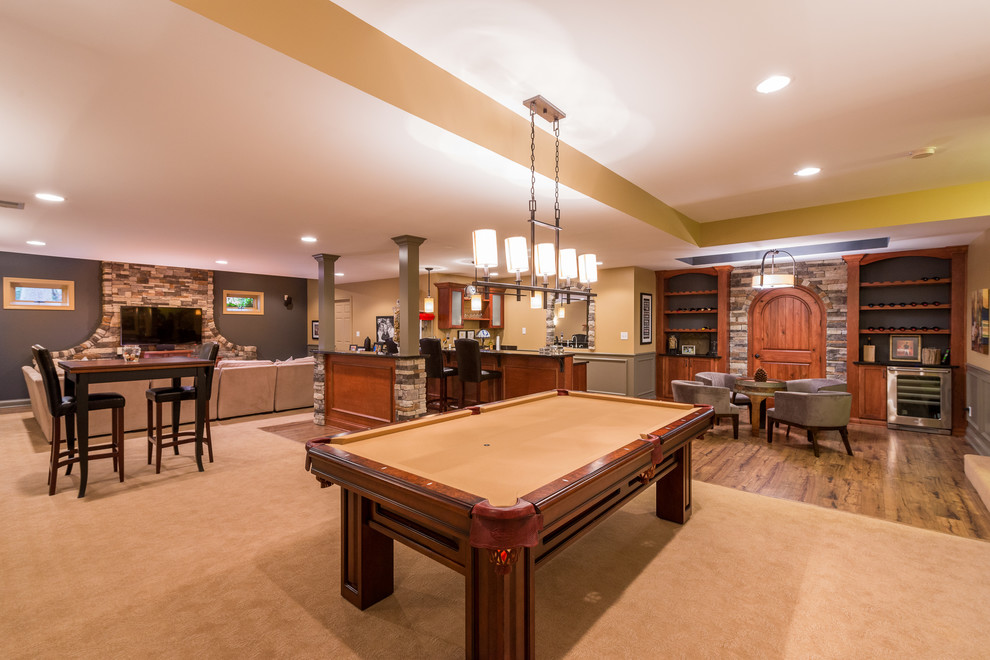 Inspiration for a transitional basement remodel in Indianapolis