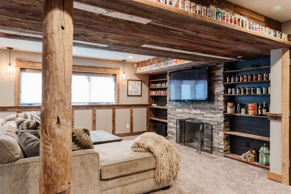 Inspiration for a rustic games room in Omaha.