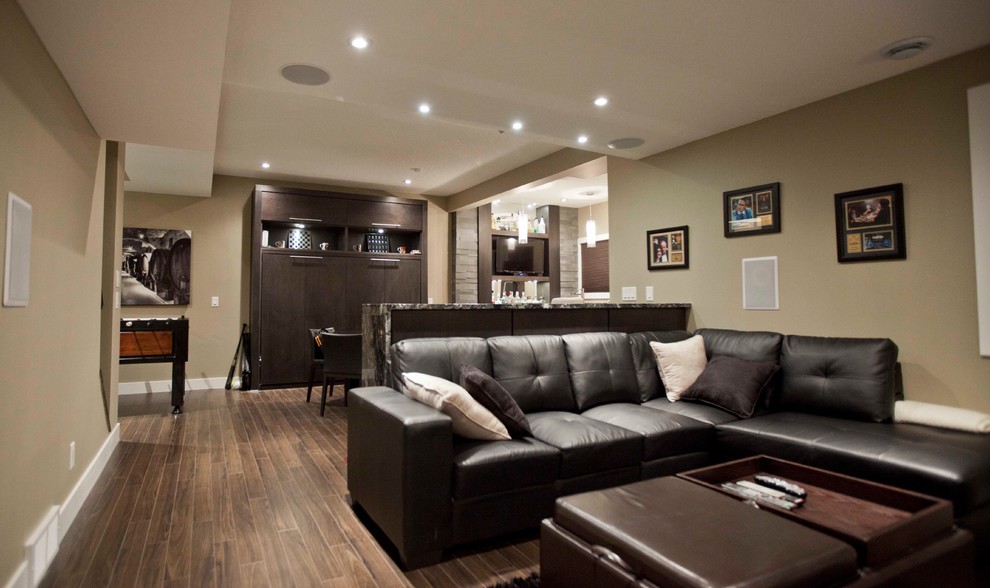 Contemporary basement in Calgary.