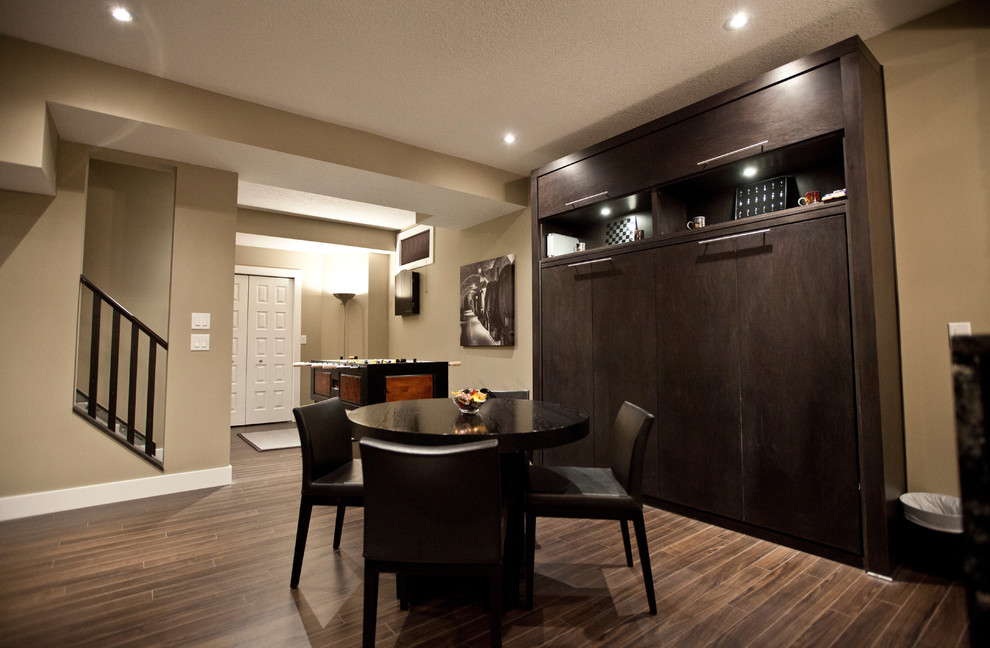 Design ideas for a contemporary basement in Calgary.