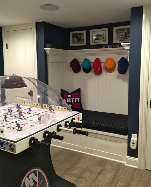 Sports Themed Basement Renovation Transitional Basement New York