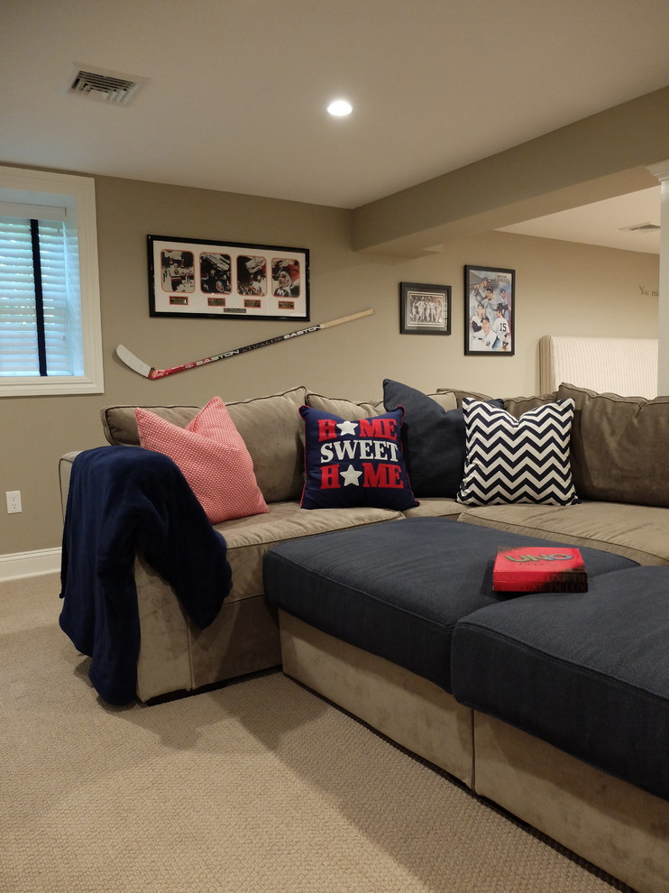 Sports Themed Basement Renovation Transitional Basement New York