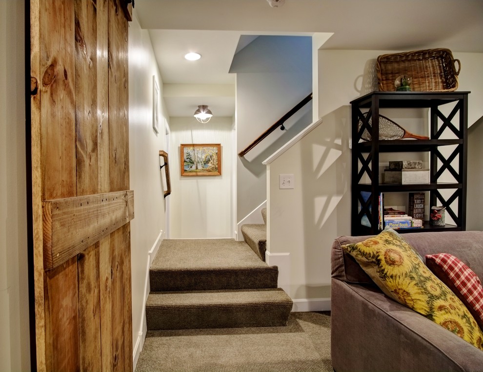 Example of a country basement design in Minneapolis