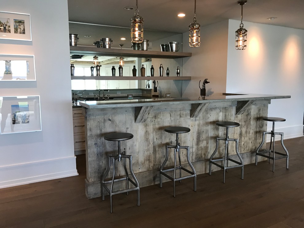 Photo of an industrial home bar in Boston.